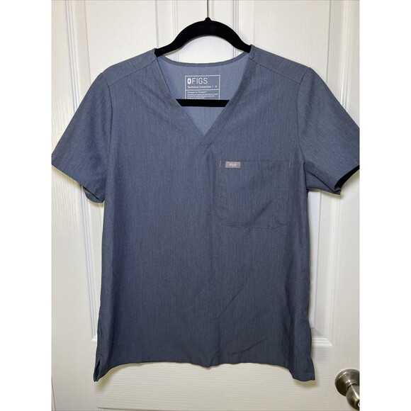 FIGS Catarina One Pocket Scrub Top Size Small Blue Gray Nurse Medical - Picture 1 of 7